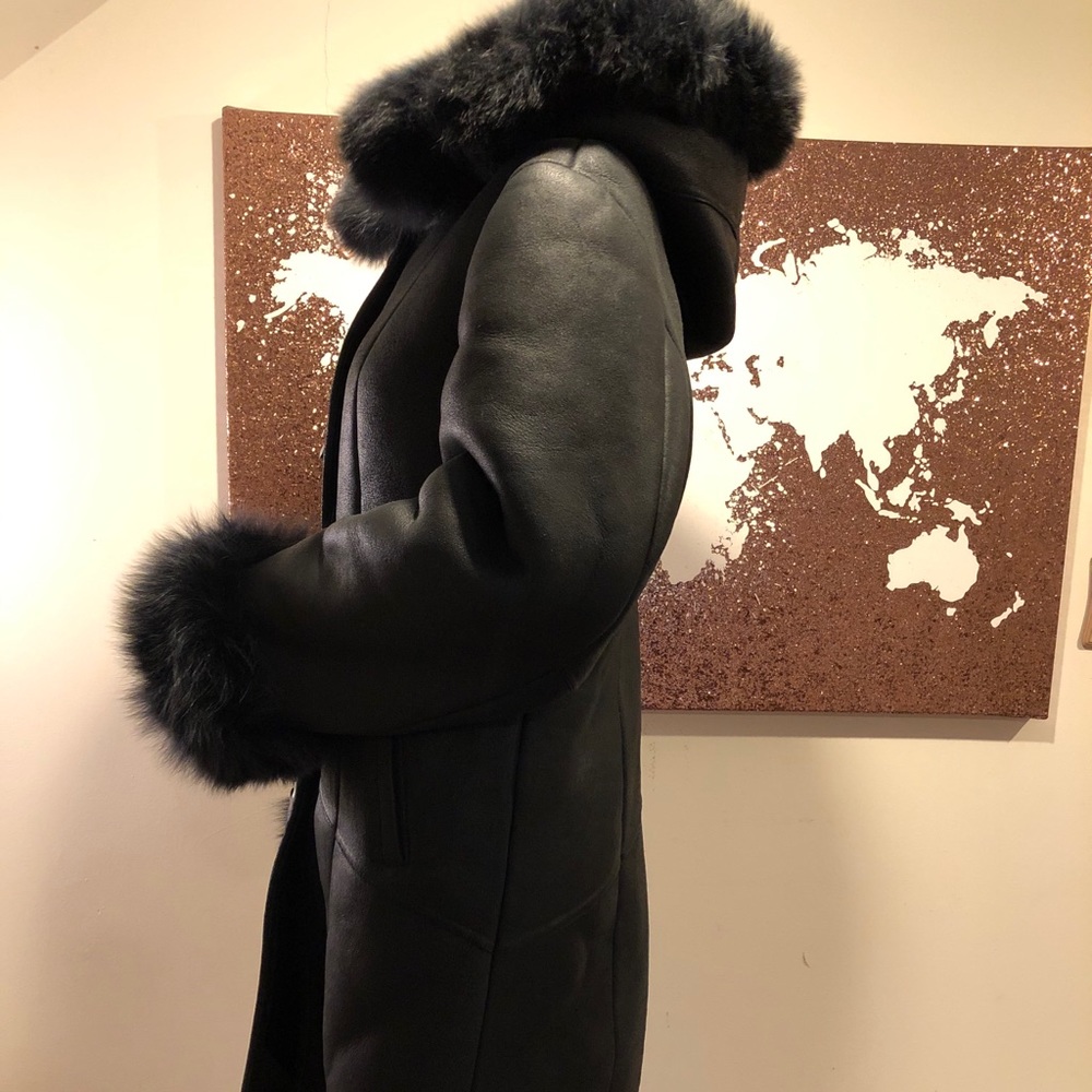 New Black Sherling Womens Coat like UGG - Real Fox - Picture 11 of 11
